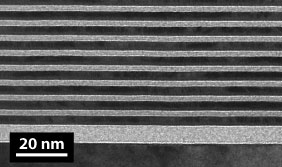 Transmission Electron Microscope (TEM) image of a multilayer fabricated by CXRO